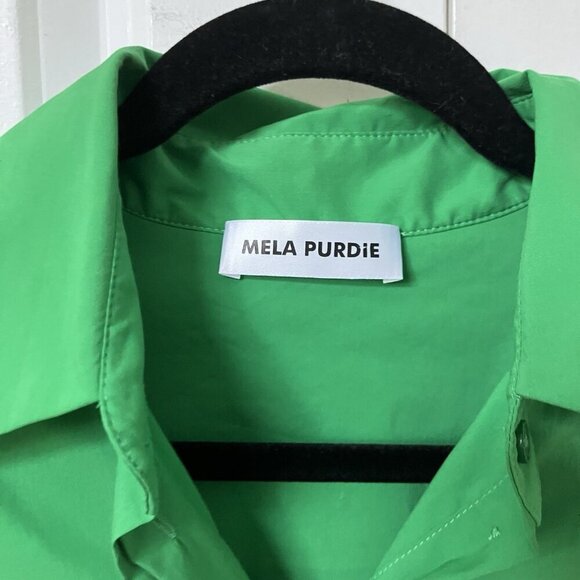 Mela Purdie Shirt Womens S Relaxed Pocket Button Up Green Contemporary Blouse - Picture 2 of 8